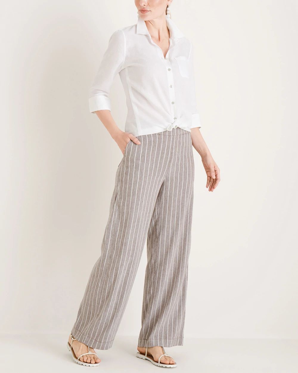【SCENERITY】Kuan Linen Striped Pants Linen-Blend Striped Pants | Chico's